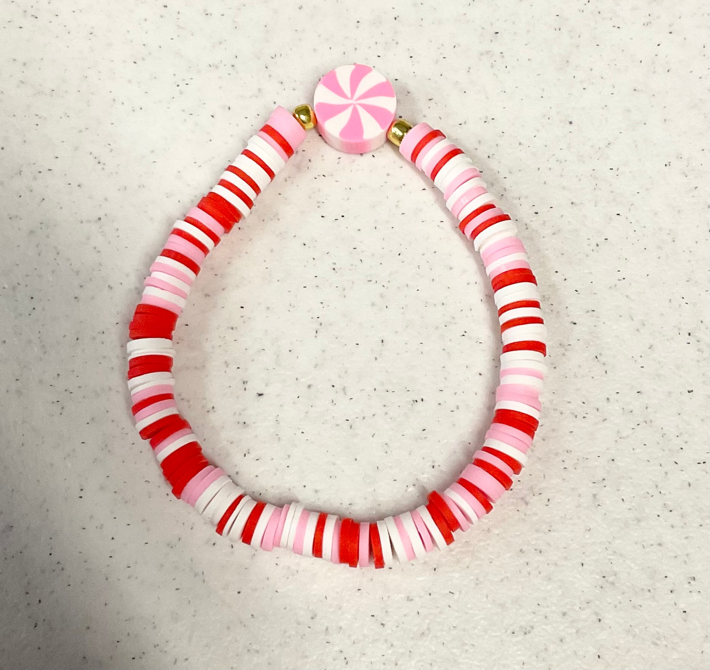 Magical pink peppermint clay bracelet