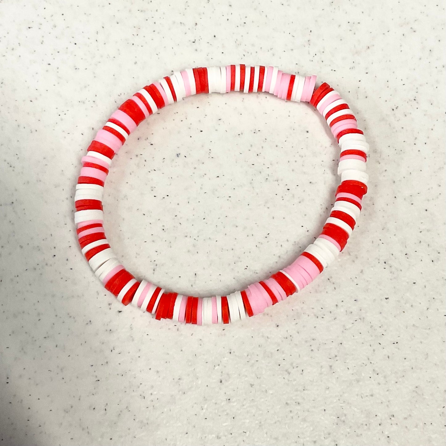 Pink Christmas clay bracelet
