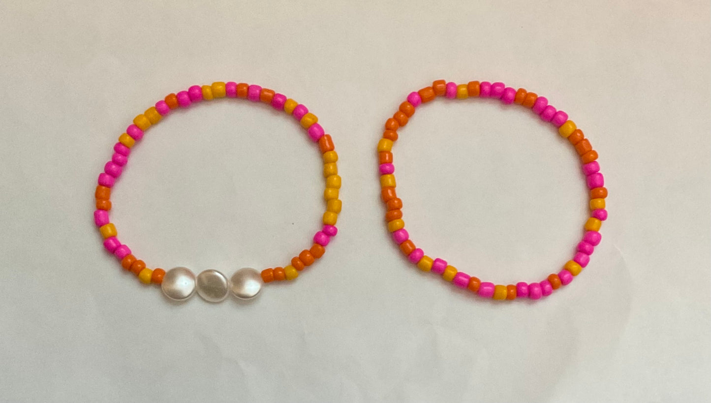 Summer sunset seed bead bracelet set