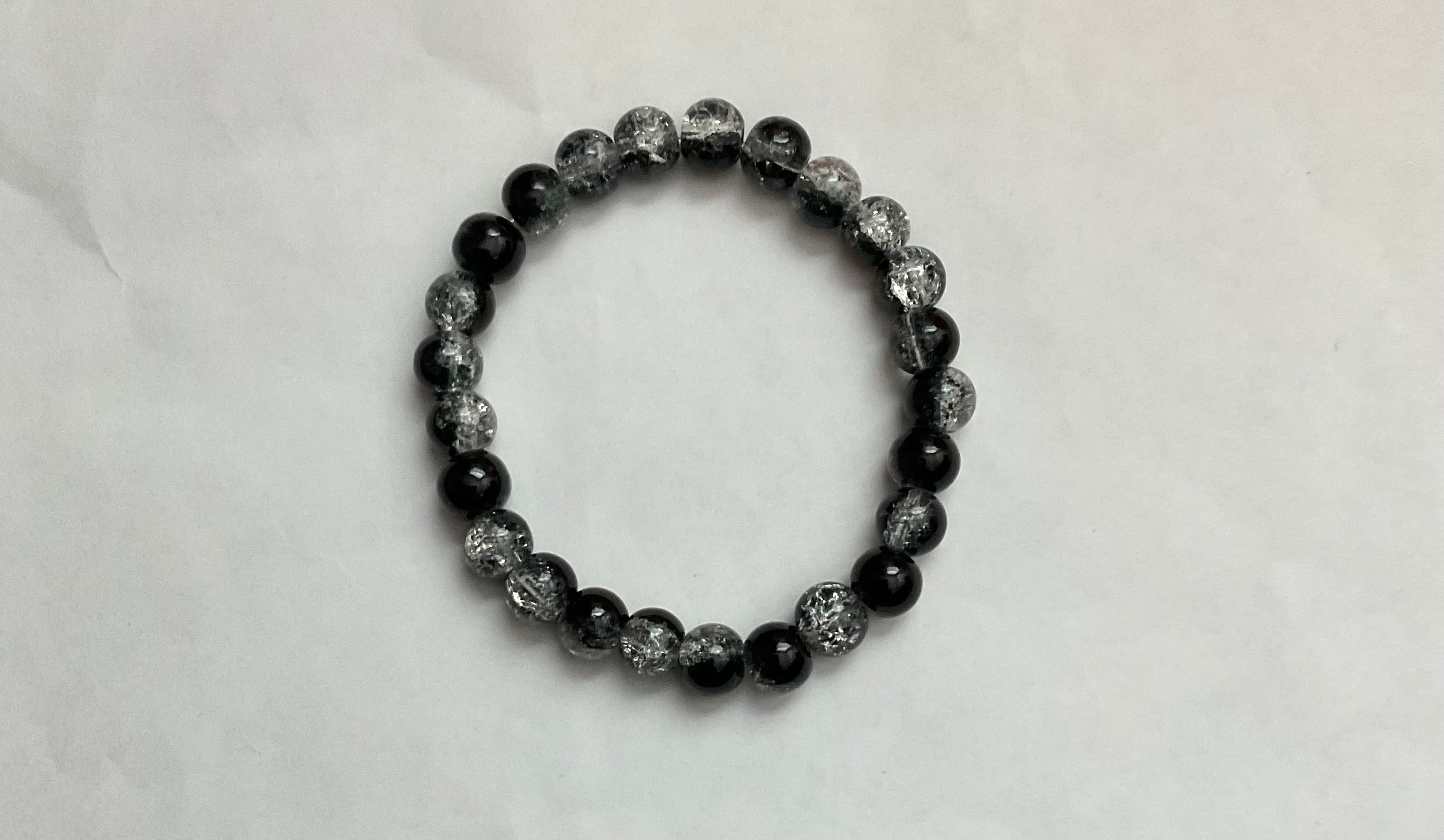 Stylish black glass beaded bracelet