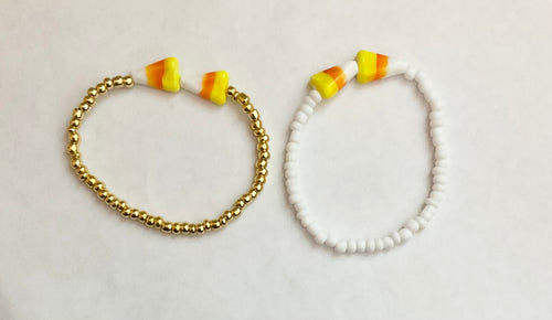 Candy corn seed bead bracelet set