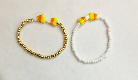 Candy corn seed bead bracelet set