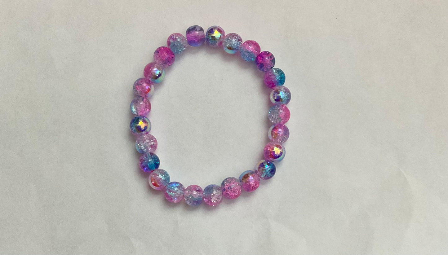 Cotton candy glass beaded bracelet