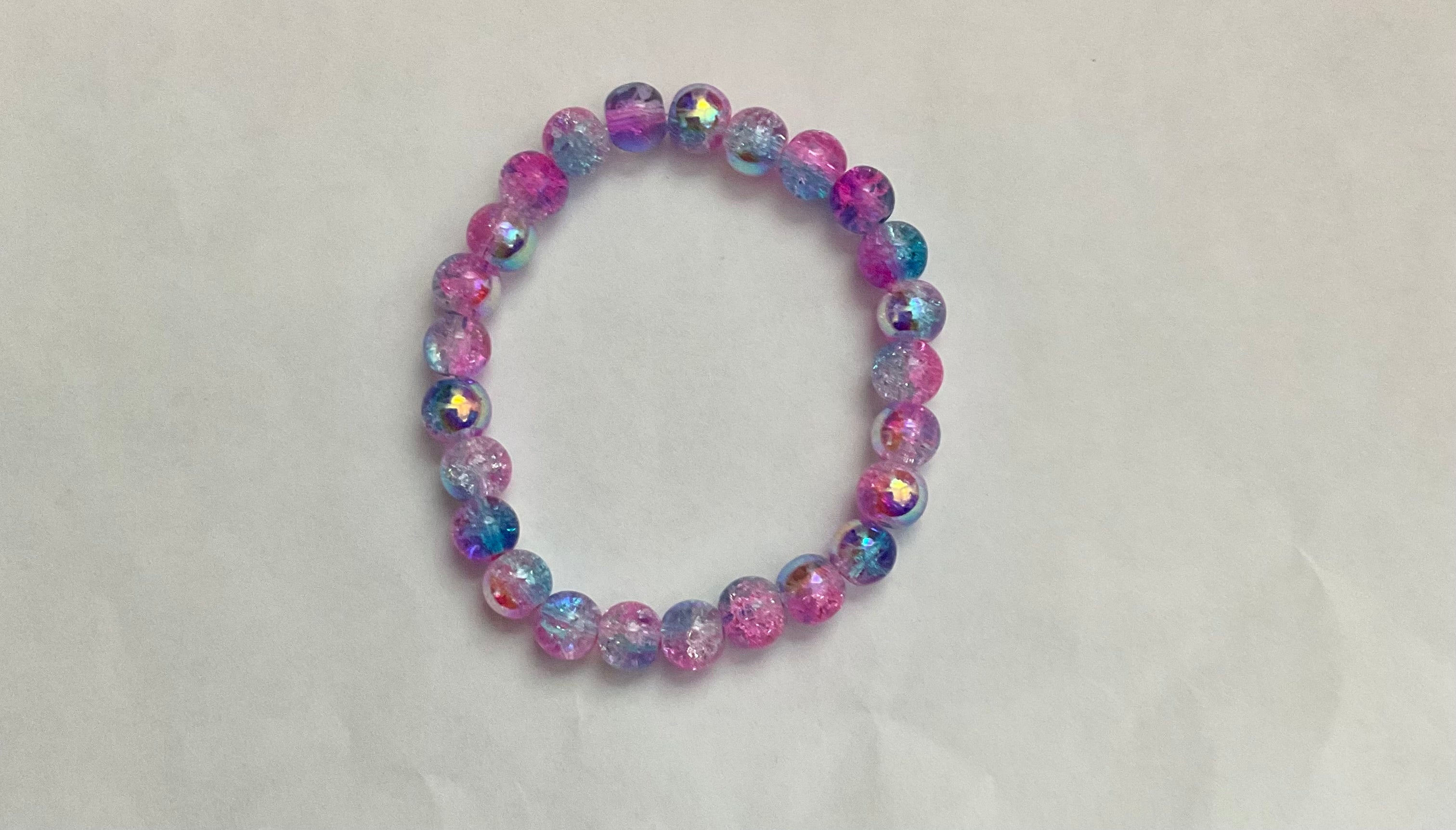 Cotton candy glass beaded bracelet