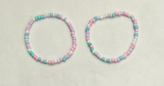 Cotton candy seed bead bracelet set