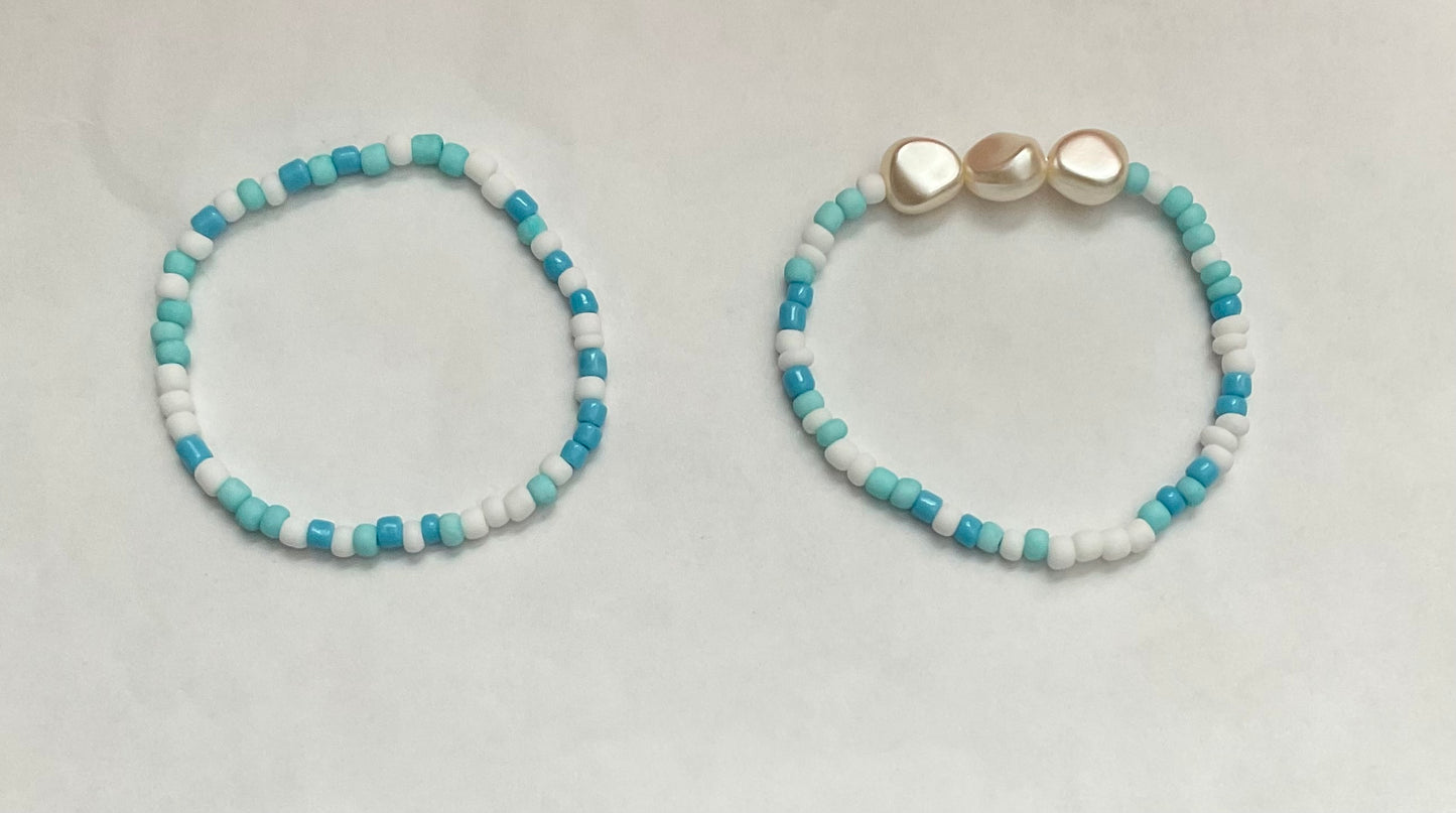 Ocean waves seed bead bracelet set