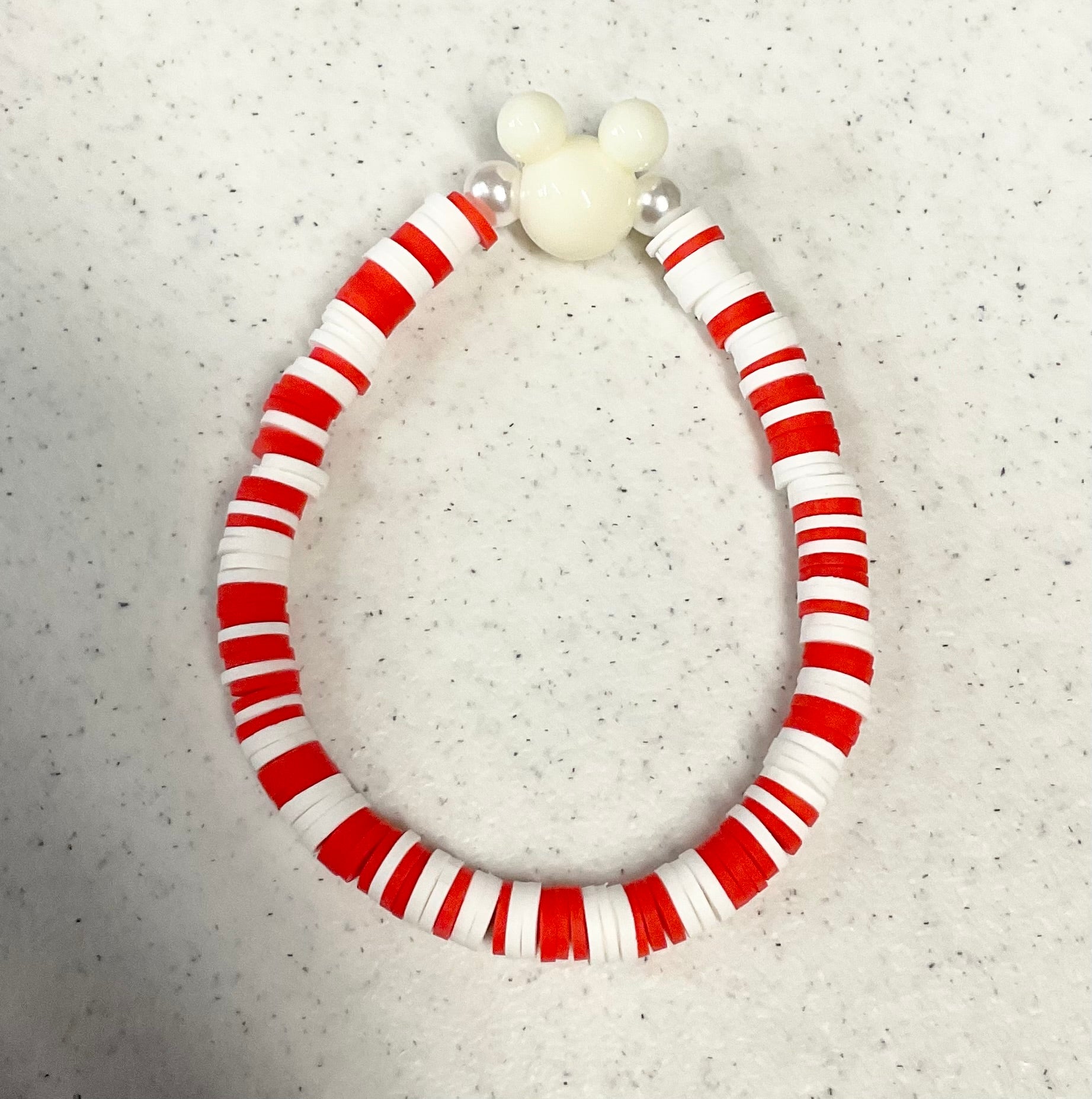 Magical candy cane mouse clay bracelet