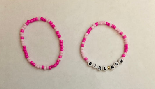 Girl mom seed bead bracelet set