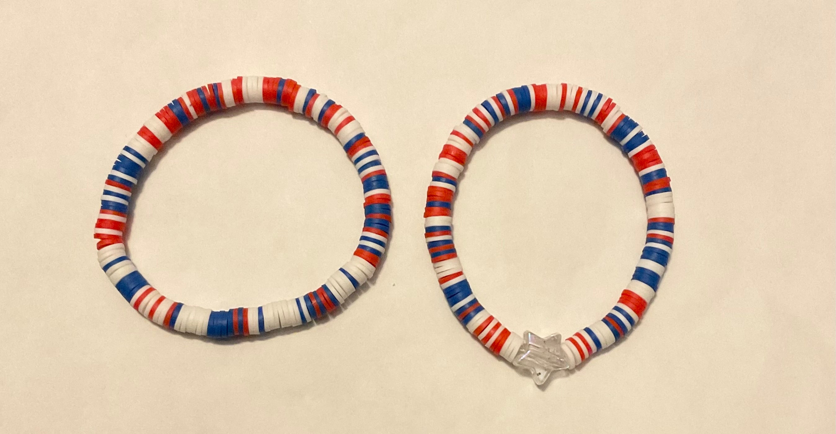 Stars and Stripes clay beaded bracelet set