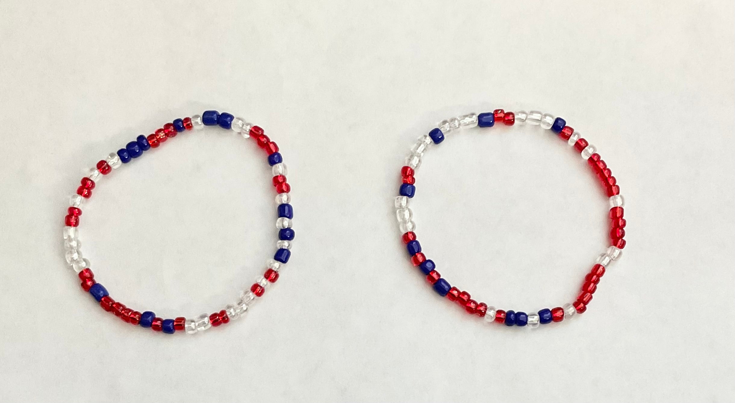 Stars and Stripes seed bead bracelet set