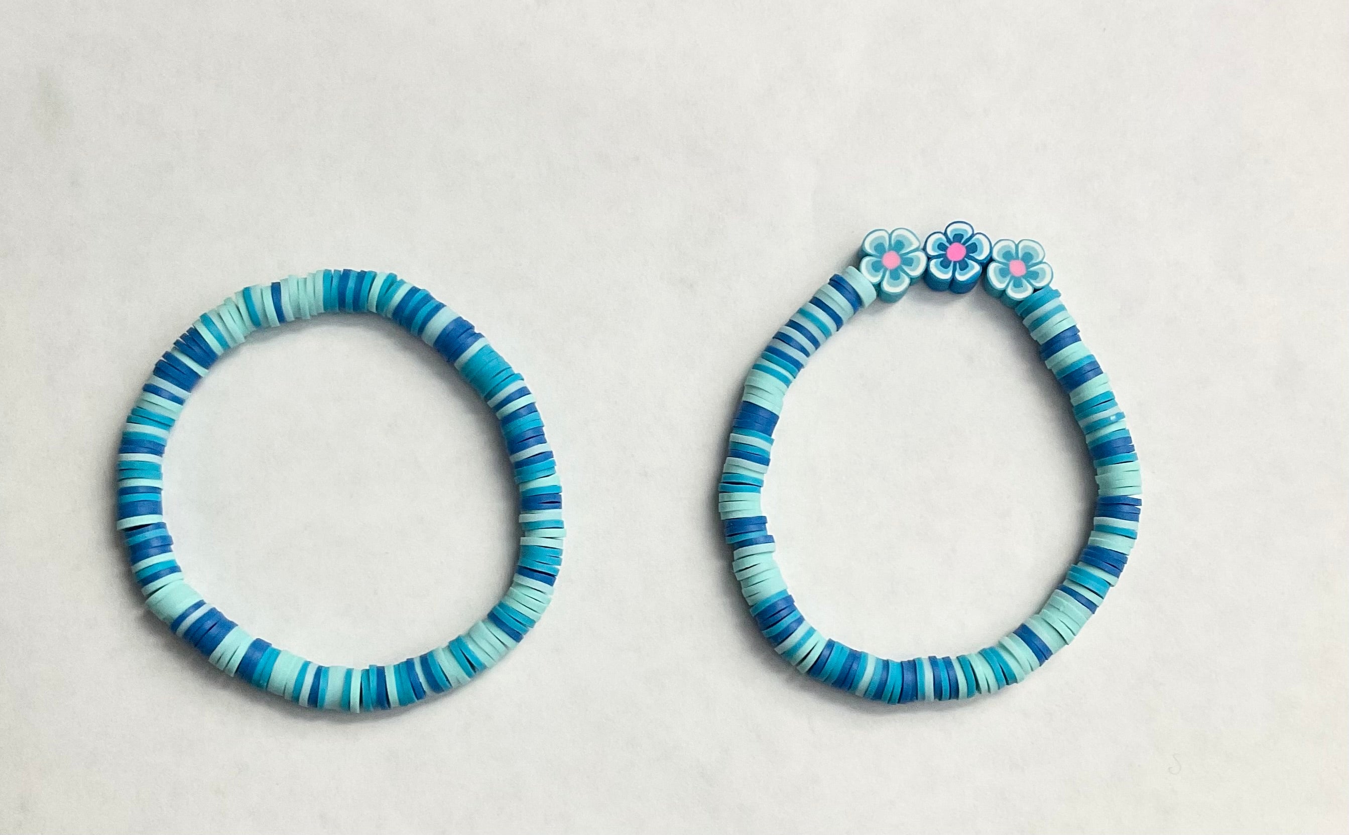 Ocean flowers clay beaded bracelet set