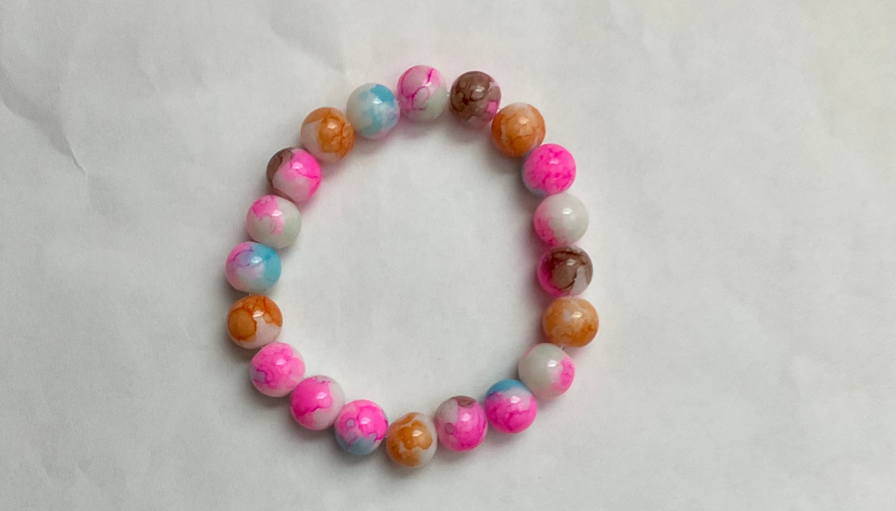 Tie dye glass beaded bracelet