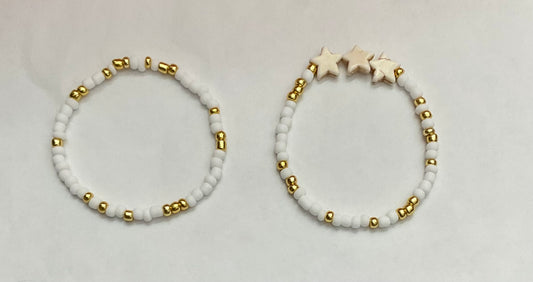 Golden stars seed bead bracelet set