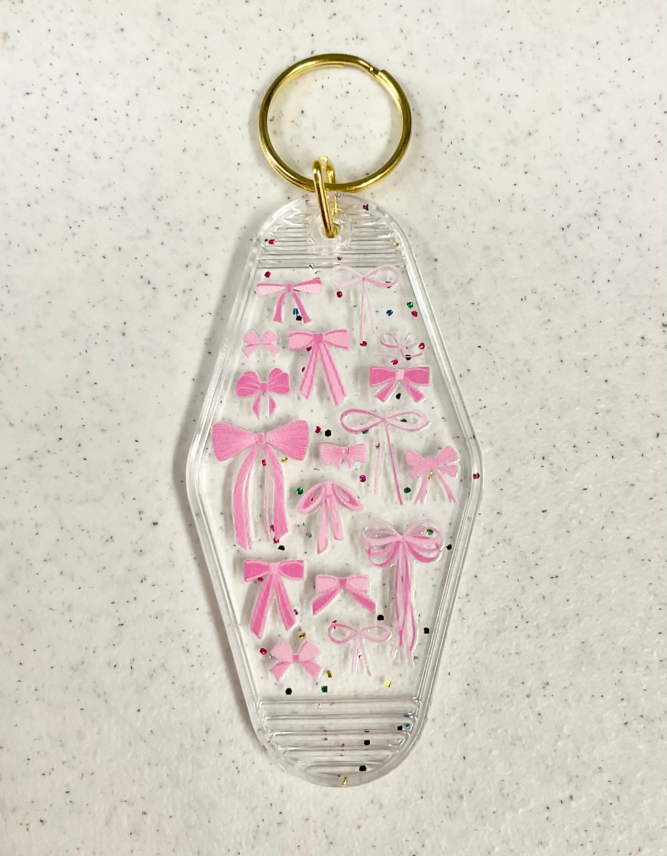Pretty pink bow keychain