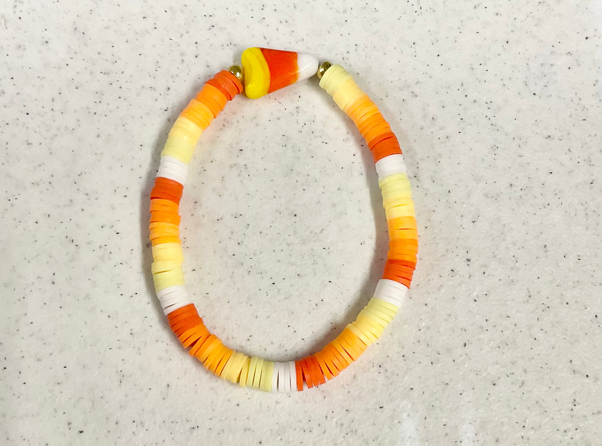 Candy corn clay bracelet