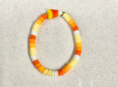 Candy corn clay bracelet