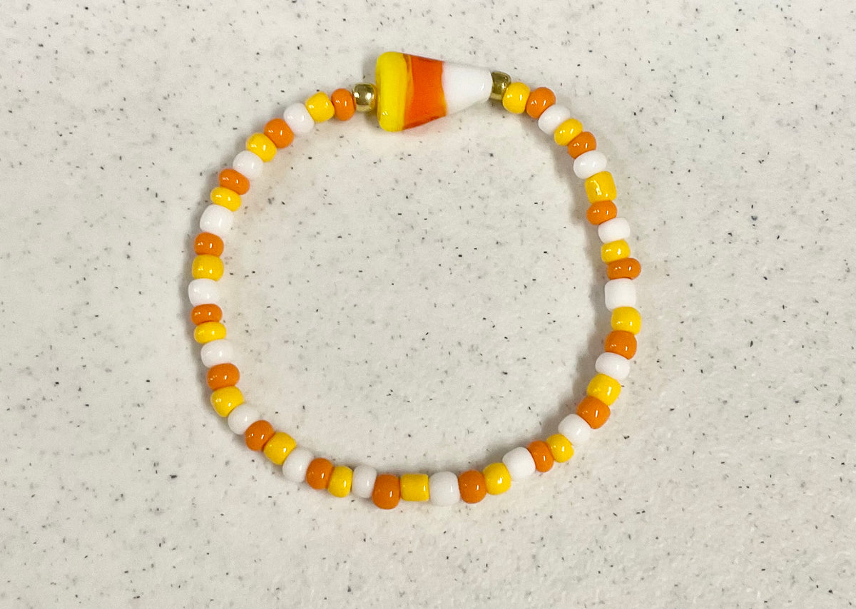 Candy corn seed bead bracelet