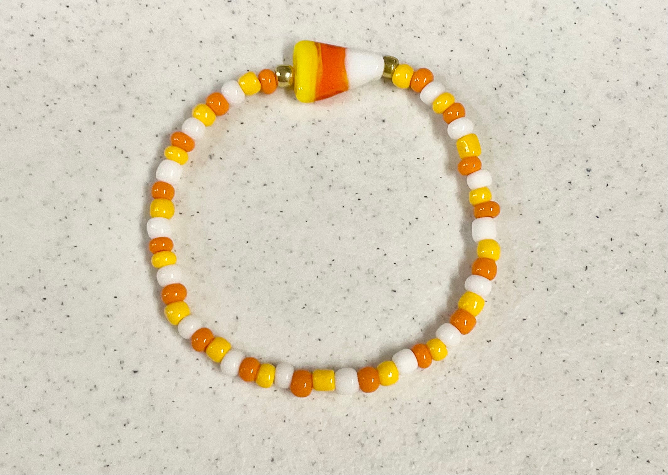 Candy corn seed bead bracelet