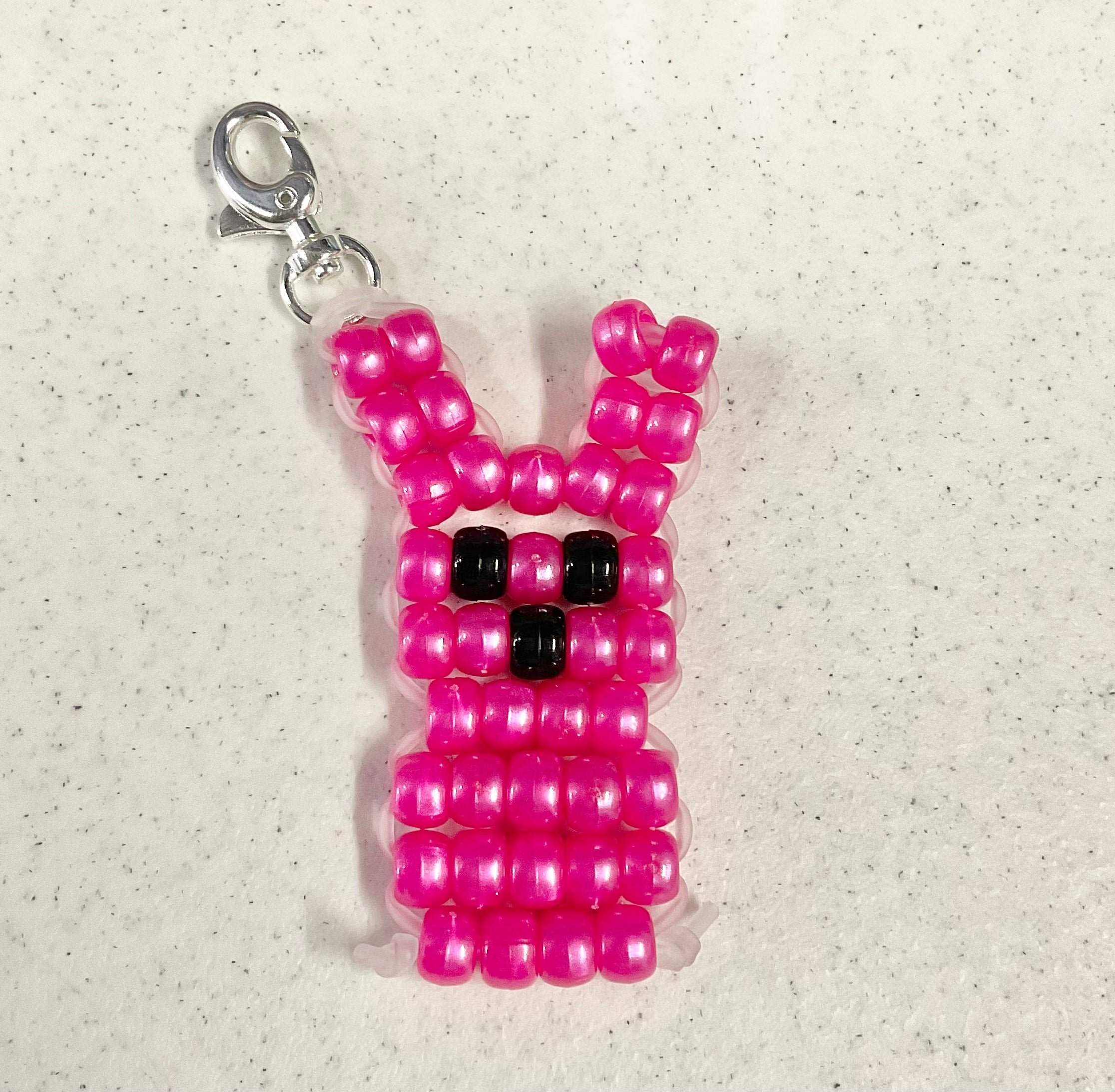 Pink bunny inspired keychain